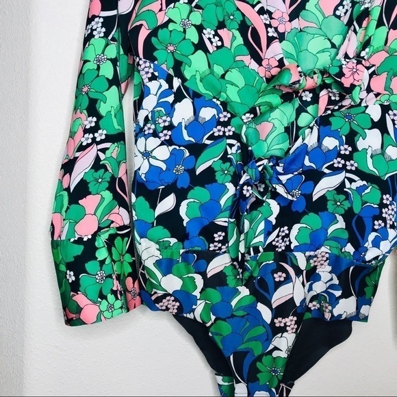ZARA Floral Boho Retro Cutout Tie Front Bodysuit - Picture 7 of 16
